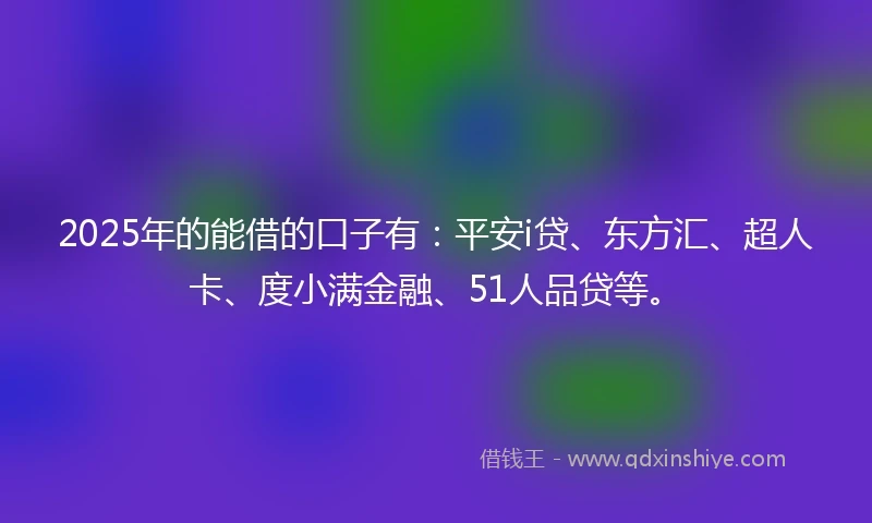 2025年的能借的口子有：平安i贷、东方汇、超人卡、度小满金融、51人品贷等。
