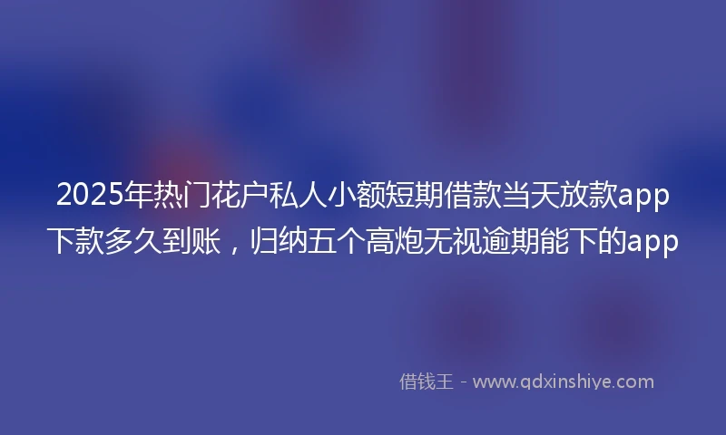 2025年热门花户私人小额短期借款当天放款app下款多久到账，归纳五个高炮无视逾期能下的app