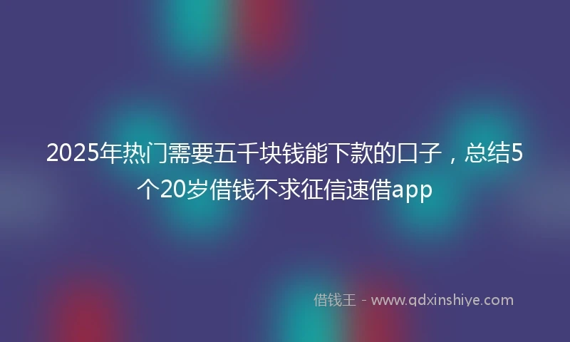 2025年热门需要五千块钱能下款的口子，总结5个20岁借钱不求征信速借app