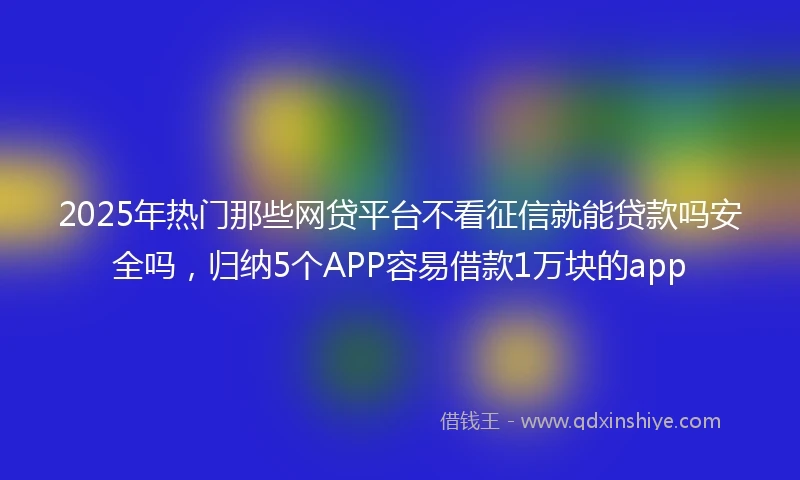 2025年热门那些网贷平台不看征信就能贷款吗安全吗，归纳5个APP容易借款1万块的app