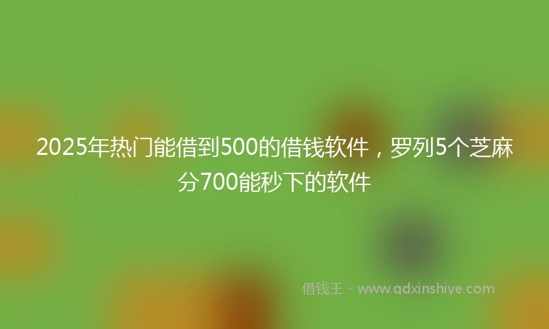 2025年热门能借到500的借钱软件，罗列5个芝麻分700能秒下的软件
