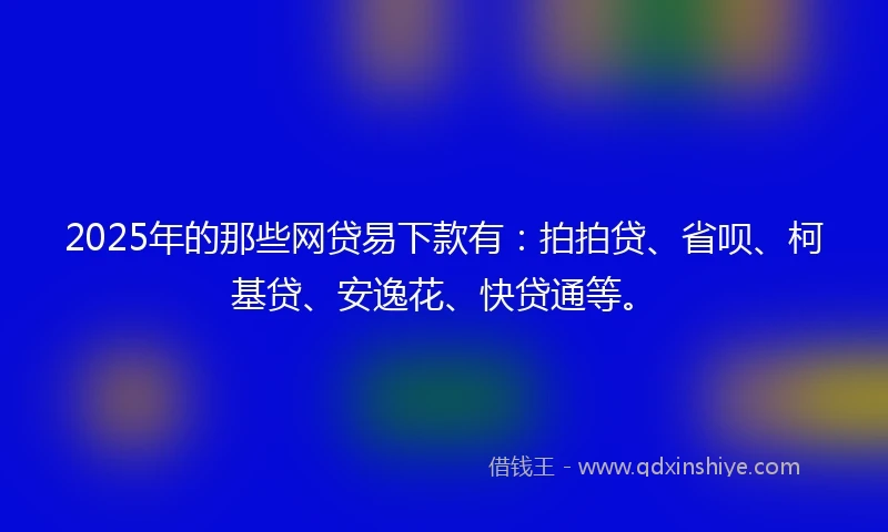2025年的那些网贷易下款有：拍拍贷、省呗、柯基贷、安逸花、快贷通等。