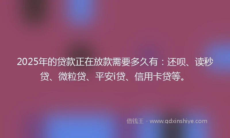 2025年的贷款正在放款需要多久有：还呗、读秒贷、微粒贷、平安i贷、信用卡贷等。