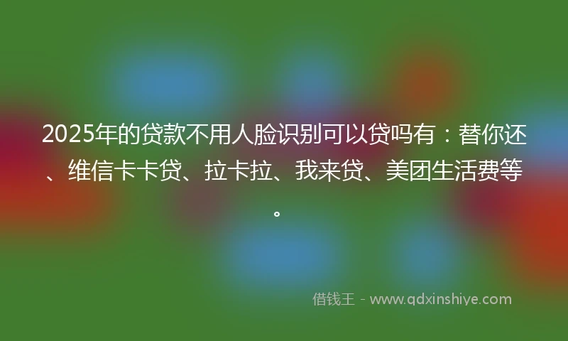2025年的贷款不用人脸识别可以贷吗有：替你还、维信卡卡贷、拉卡拉、我来贷、美团生活费等。