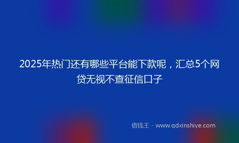 2025年热门还有哪些平台能下款呢，汇总5个网贷无视不查征信口子