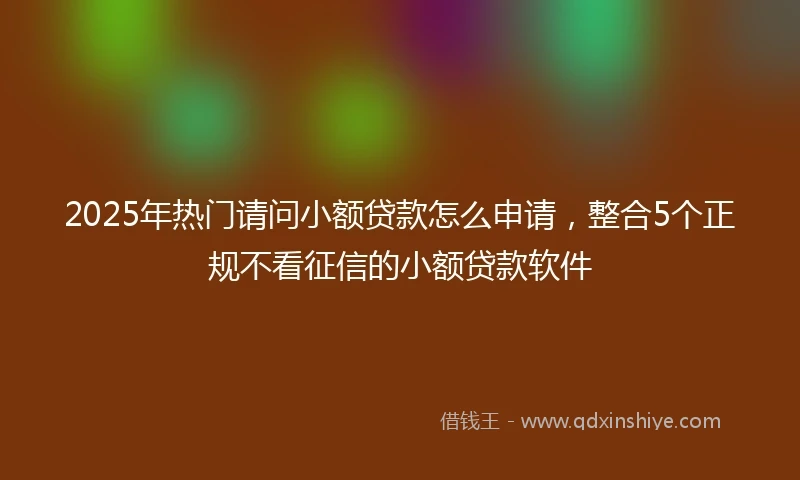 2025年热门请问小额贷款怎么申请,整合5个正规不看征信的小额贷款软件