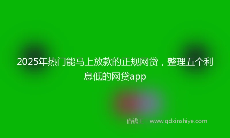 2025年热门能马上放款的正规网贷，整理五个利息低的网贷app