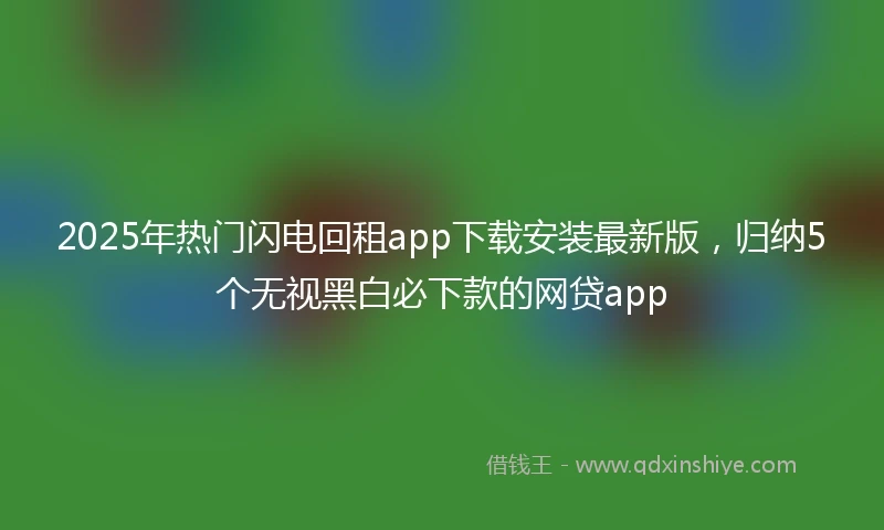 2025年热门闪电回租app下载安装最新版，归纳5个无视黑白必下款的网贷app