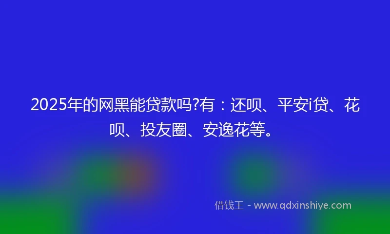 2025年的网黑能贷款吗?有：还呗、平安i贷、花呗、投友圈、安逸花等。