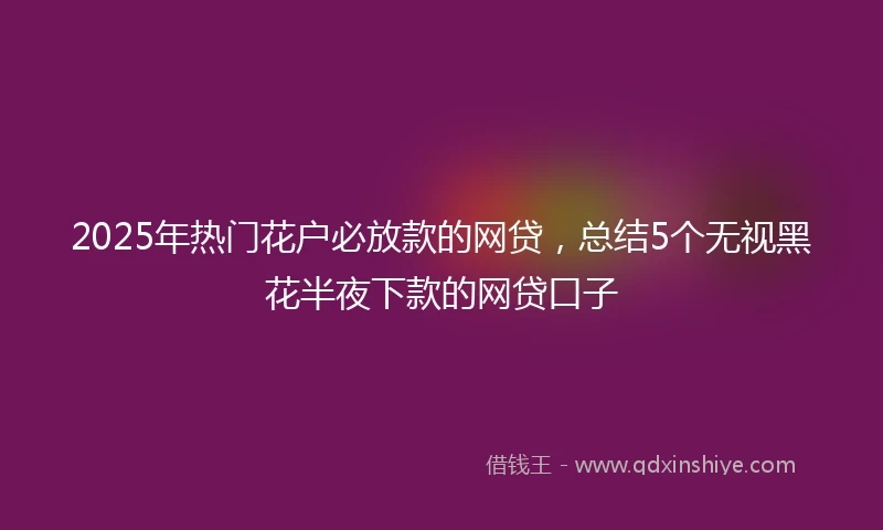 2025年热门花户必放款的网贷，总结5个无视黑花半夜下款的网贷口子