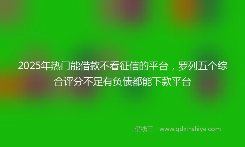 2025年热门能借款不看征信的平台，罗列五个综合评分不足有负债都能下款平台
