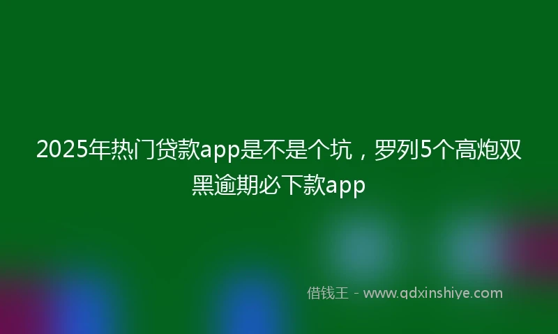 2025年热门贷款app是不是个坑，罗列5个高炮双黑逾期必下款app