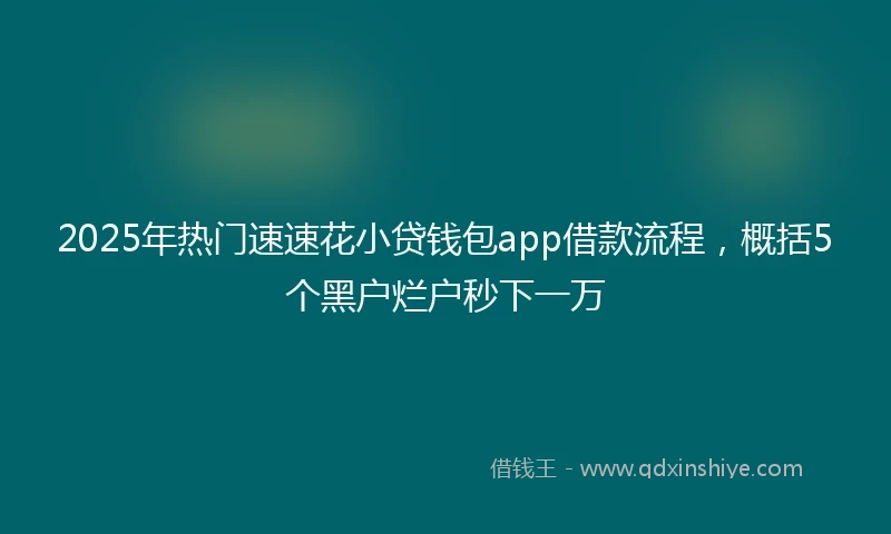 2025年热门速速花小贷钱包app借款流程，概括5个黑户烂户秒下一万