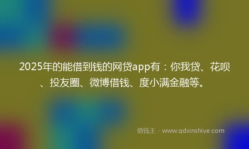 2025年的能借到钱的网贷app有：你我贷、花呗、投友圈、微博借钱、度小满金融等。