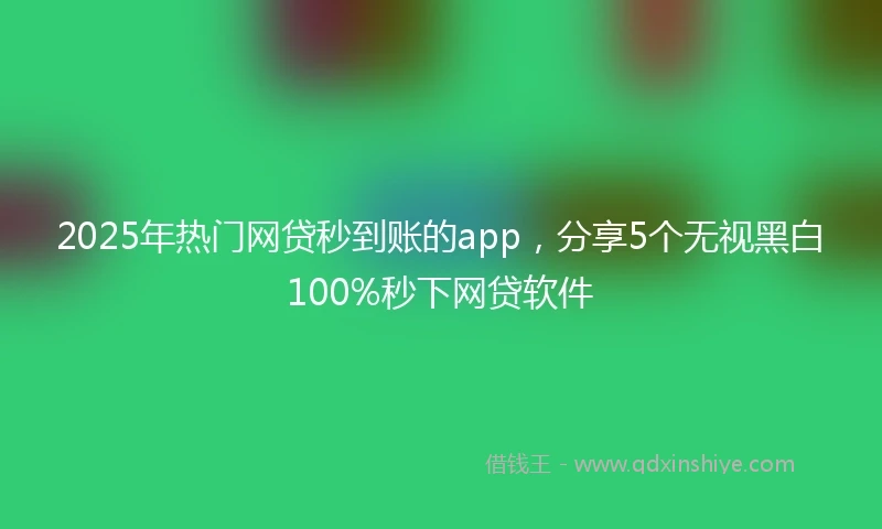 2025年热门网贷秒到账的app，分享5个无视黑白100%秒下网贷软件