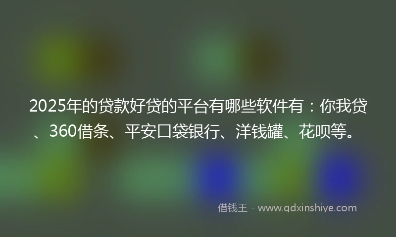 2025年的贷款好贷的平台有哪些软件有：你我贷、360借条、平安口袋银行、洋钱罐、花呗等。