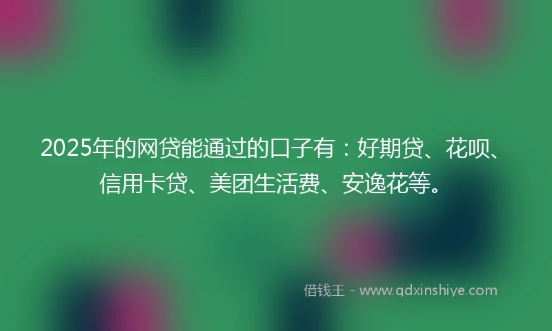 2025年的网贷能通过的口子有：好期贷、花呗、信用卡贷、美团生活费、安逸花等。