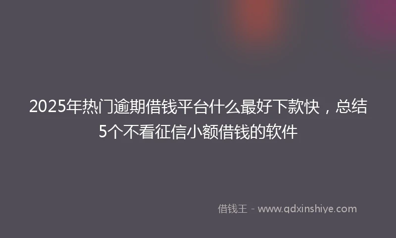 2025年热门逾期借钱平台什么最好下款快，总结5个不看征信小额借钱的软件