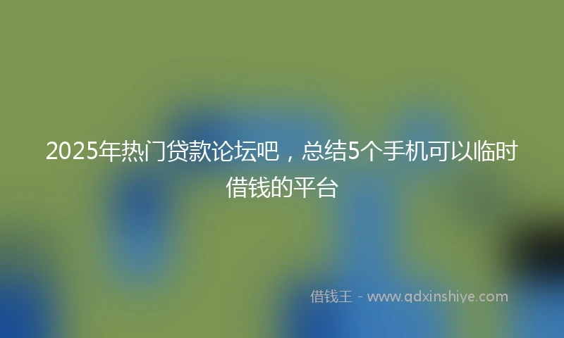 2025年热门贷款论坛吧,总结5个手机可以临时借钱的平台