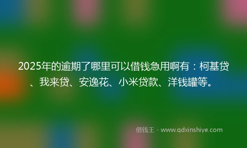 2025年的逾期了哪里可以借钱急用啊有：柯基贷、我来贷、安逸花、小米贷款、洋钱罐等。