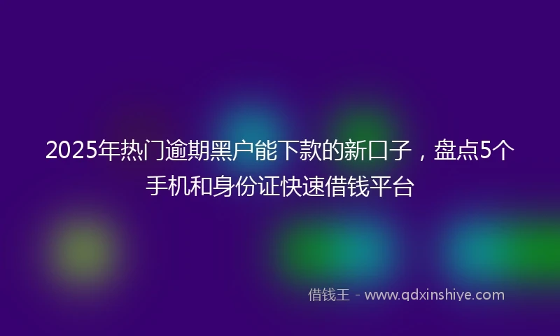 2025年热门逾期黑户能下款的新口子，盘点5个手机和身份证快速借钱平台