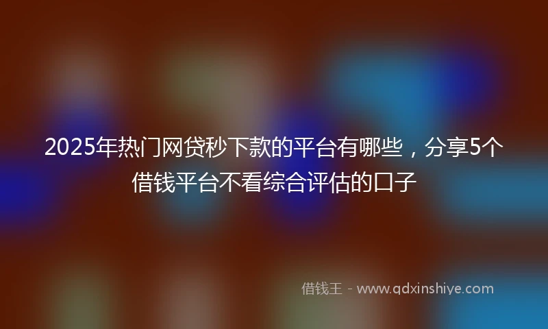 2025年热门网贷秒下款的平台有哪些，分享5个借钱平台不看综合评估的口子