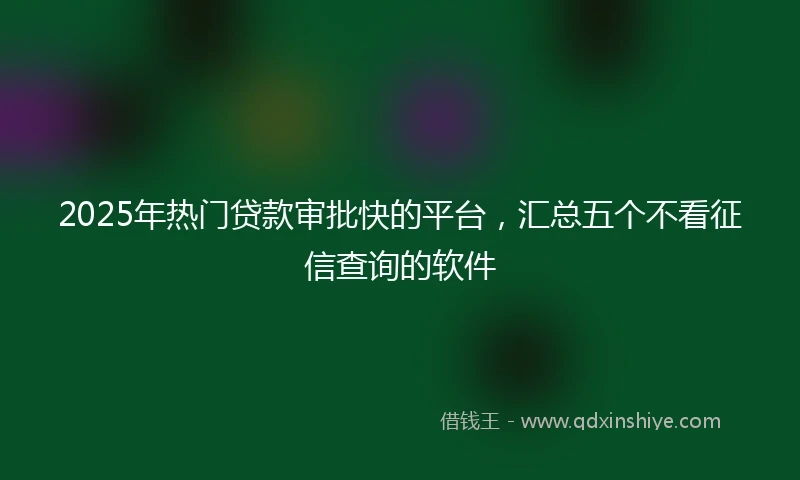 2025年热门贷款审批快的平台，汇总五个不看征信查询的软件