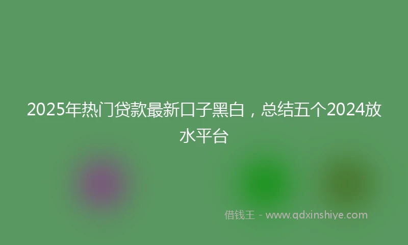 2025年热门贷款最新口子黑白，总结五个2024放水平台