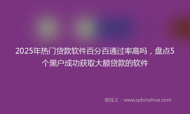 2025年热门贷款软件百分百通过率高吗，盘点5个黑户成功获取大额贷款的软件