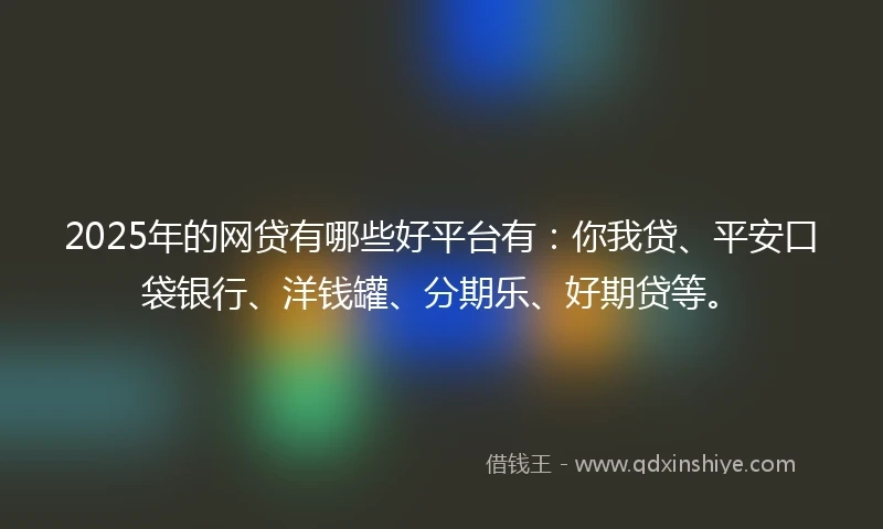 2025年的网贷有哪些好平台有：你我贷、平安口袋银行、洋钱罐、分期乐、好期贷等。