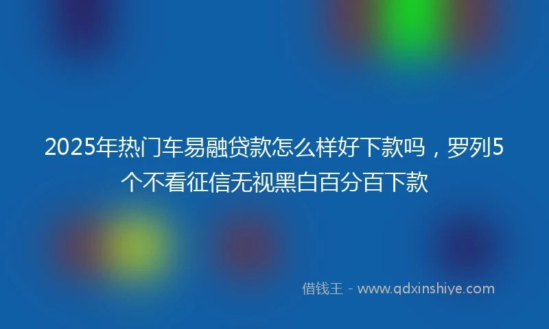 2025年热门车易融贷款怎么样好下款吗，罗列5个不看征信无视黑白百分百下款