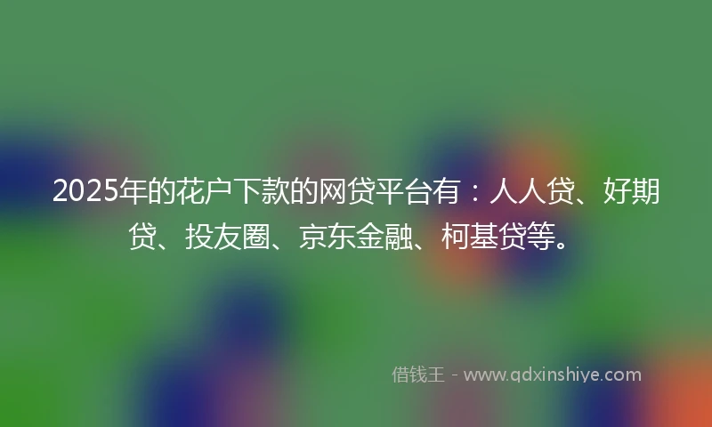 2025年的花户下款的网贷平台有：人人贷、好期贷、投友圈、京东金融、柯基贷等。