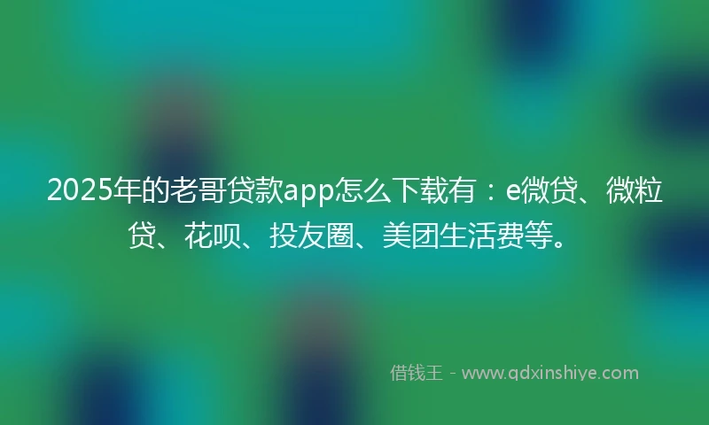 2025年的老哥贷款app怎么下载有：e微贷、微粒贷、花呗、投友圈、美团生活费等。
