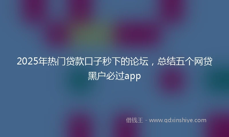 2025年热门贷款口子秒下的论坛，总结五个网贷黑户必过app