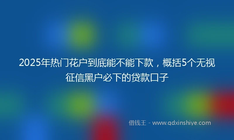 2025年热门花户到底能不能下款，概括5个无视征信黑户必下的贷款口子