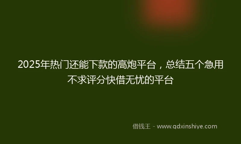 2025年热门还能下款的高炮平台，总结五个急用不求评分快借无忧的平台