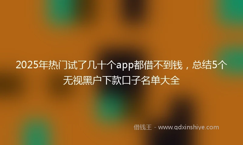 2025年热门试了几十个app都借不到钱，总结5个无视黑户下款口子名单大全