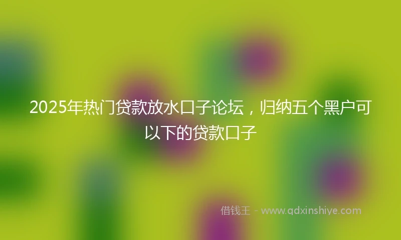 2025年热门贷款放水口子论坛，归纳五个黑户可以下的贷款口子