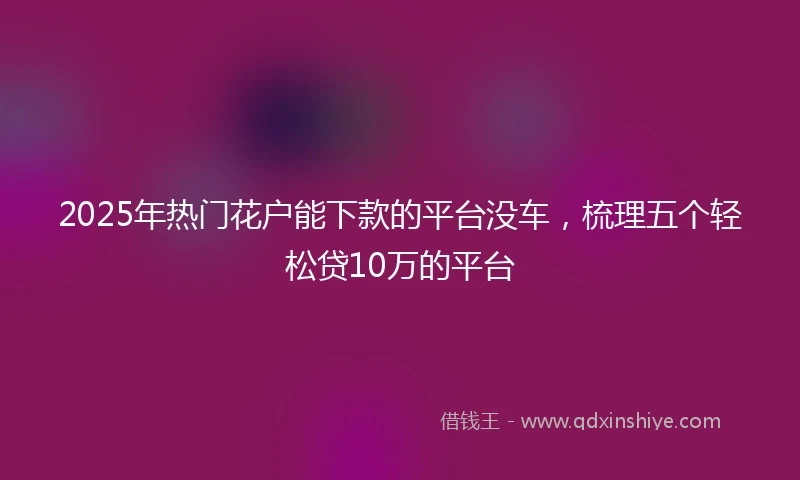2025年热门花户能下款的平台没车，梳理五个轻松贷10万的平台