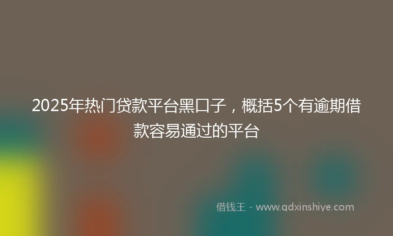 2025年热门贷款平台黑口子，概括5个有逾期借款容易通过的平台