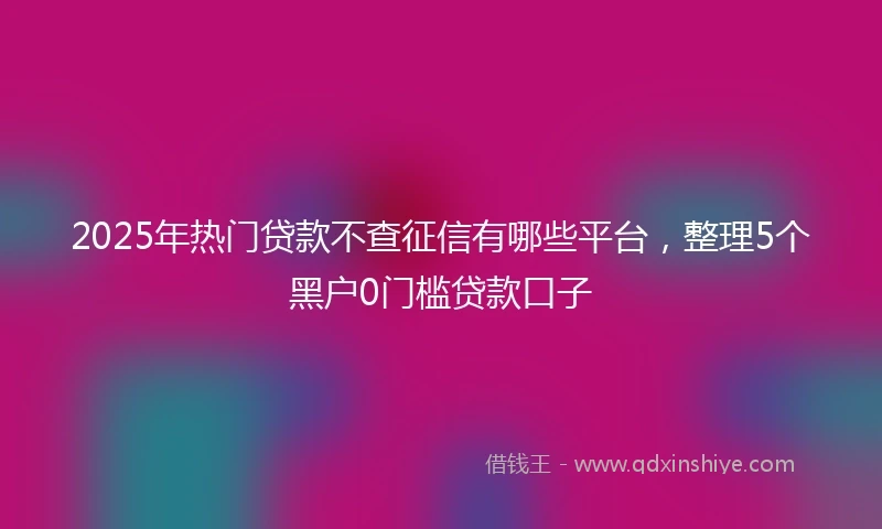 2025年热门贷款不查征信有哪些平台，整理5个黑户0门槛贷款口子
