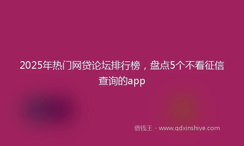 2025年热门网贷论坛排行榜，盘点5个不看征信查询的app