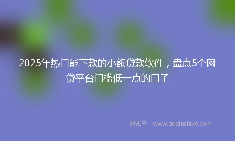 2025年热门能下款的小额贷款软件，盘点5个网贷平台门槛低一点的口子