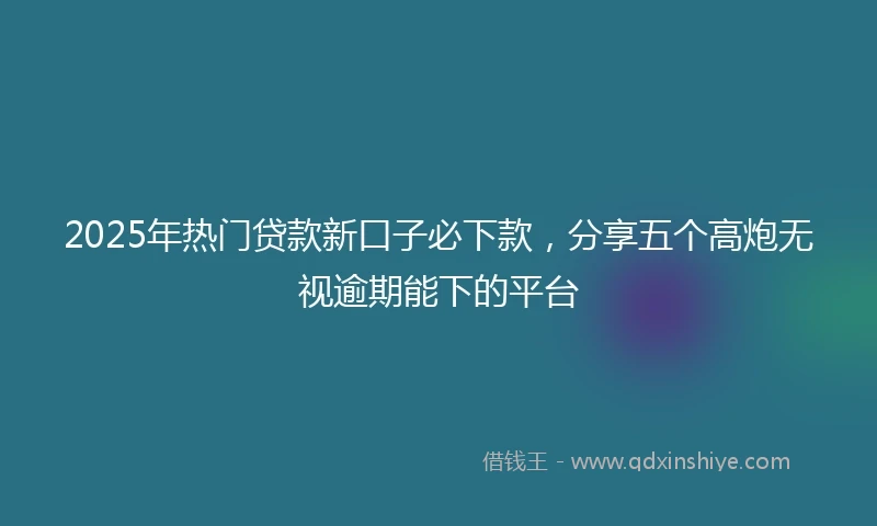 2025年热门贷款新口子必下款，分享五个高炮无视逾期能下的平台