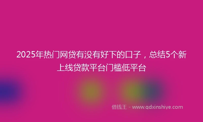 2025年热门网贷有没有好下的口子，总结5个新上线贷款平台门槛低平台