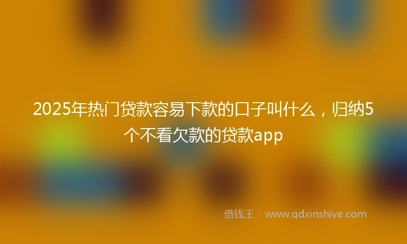 2025年热门贷款容易下款的口子叫什么，归纳5个不看欠款的贷款app