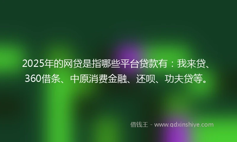 2025年的网贷是指哪些平台贷款有：我来贷、360借条、中原消费金融、还呗、功夫贷等。
