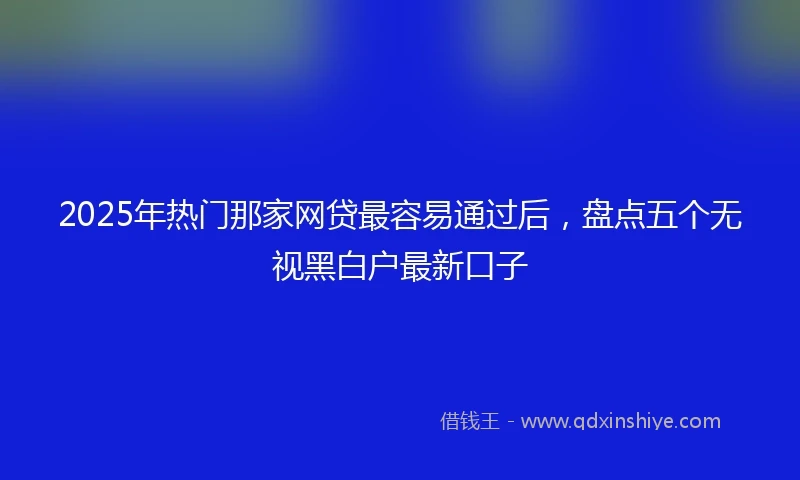 2025年热门那家网贷最容易通过后，盘点五个无视黑白户最新口子