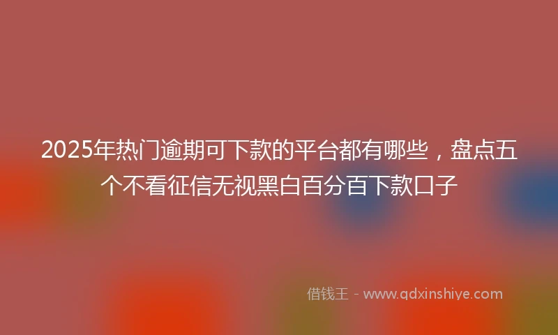 2025年热门逾期可下款的平台都有哪些，盘点五个不看征信无视黑白百分百下款口子