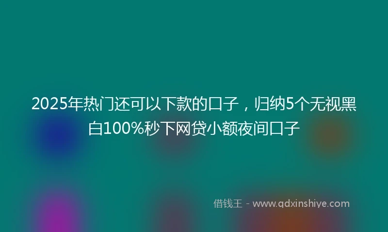 2025年热门还可以下款的口子，归纳5个无视黑白100%秒下网贷小额夜间口子